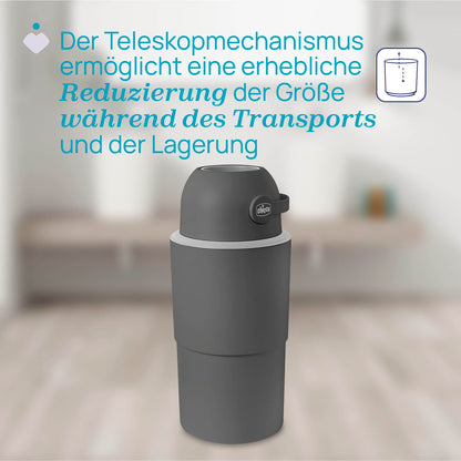 Chicco Windeleimer Odour Off, geruchsdichtes System, platzsparender Baby Windeleimer mit Deckel, einfach zu benutzen und zu reinigen, Ohne Nachfüllkassetten, funktioniert mit herkömmlichen Tüten