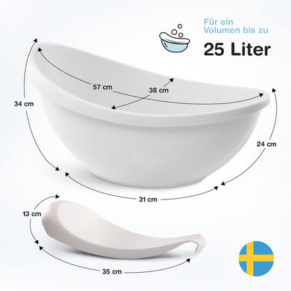BabybeFun Baby Badewanne mit Badewanneneinsatz für Neugeborene [Testsieger] Rutschfeste Babybadewanne für Babys und Kleinkinder [0-12 Monate] Babywanne für Dusche Badewanne Weiß