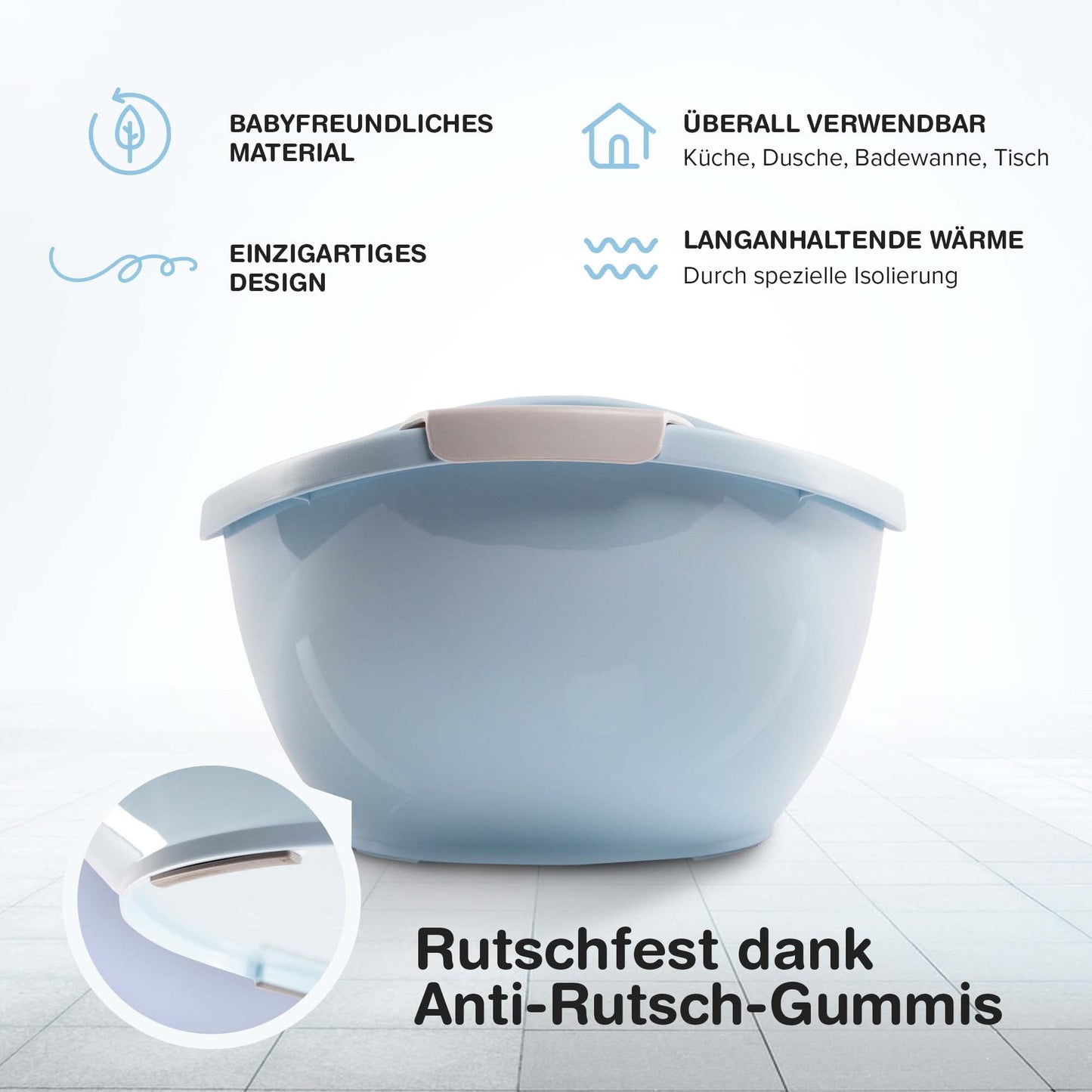 BabybeFun Baby Badewanne mit Badewanneneinsatz für Neugeborene [Testsieger] Rutschfeste Babybadewanne für Babys und Kleinkinder [0-12 Monate] Babywanne für Dusche Badewanne Weiß