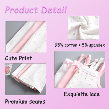 Yintry Bedruckte Unterhemden für Mädchen Baumwollunterhemd/Tanktops für 2-12 Jahre Elastische Cami-Westen 4er-Pack