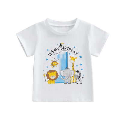 Baby Junge 1. Jahr Geburtstags T-Shirt Wild One Kurzarm Oberteil Baby Mein Erster Geburtstags Outfit Sommer Kleidung