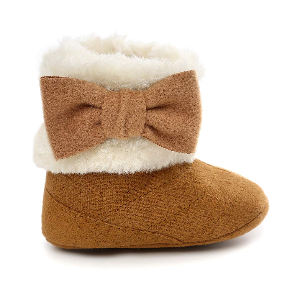 LACOFIA Baby Girls Soft Sole Winter Boots Toddler Warm Fleece Slippers Crawling Shoes