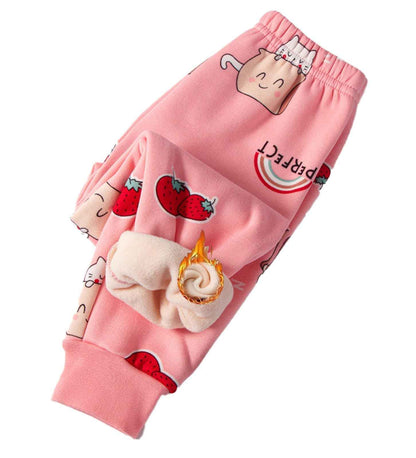 Children's Thermal Trousers, Warm Thermal Leggings, Elastic Waist, Lined Jogging Bottoms with Fleece, Winter Trousers for Girls 2-13 Years Old