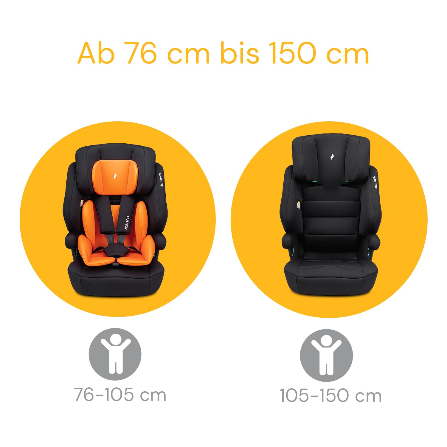 Osann Jazzi Isofix – Der sichere Kindersitz ab 1 Jahr (76–150 cm), mitwachsend mit Isofix & Top-Tether, Schutz & Geborgenheit auf jeder Fahrt - Sunset - Meloni2