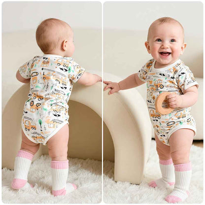 Vicloon Baby Bodysuit Short Sleeve Unisex Baby Set Short Sleeve Bodysuits Made of 100% Super Soft Cotton, Baby Bodysuit with Press Studs for Newborn Baby Boys and Girls 0-3 m/3-6 m/6-9 m/9-12 m