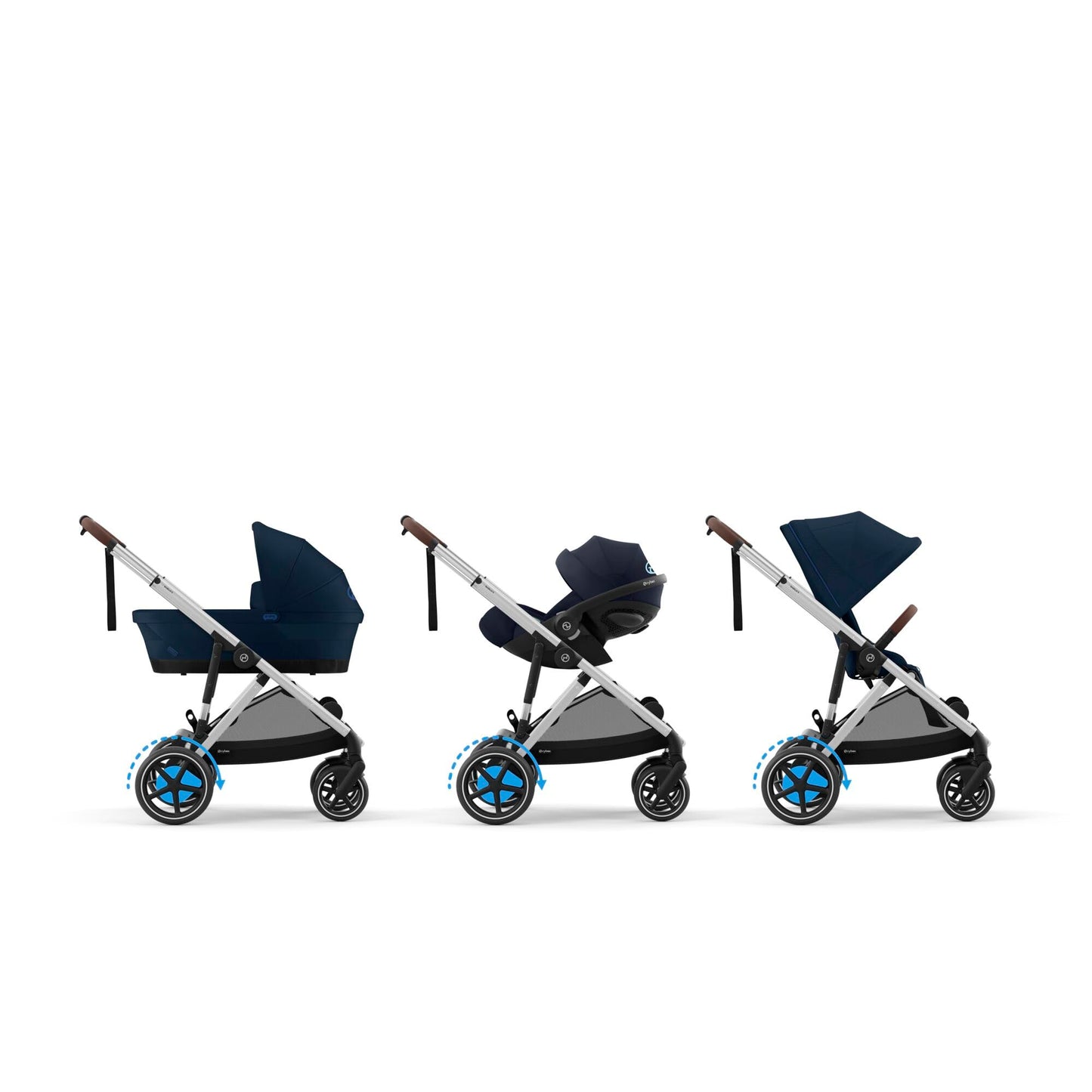 CYBEX Gold Kinderwagen e-GAZELLE S, Ab Geburt bis ca. 4 Jahre, Max. 22 kg (Single-Modus) / 2x 22 kg (Duo-Modus), All-in-1-System mit E-Antrieb und 20+ Konfigurationen, Stone Grey