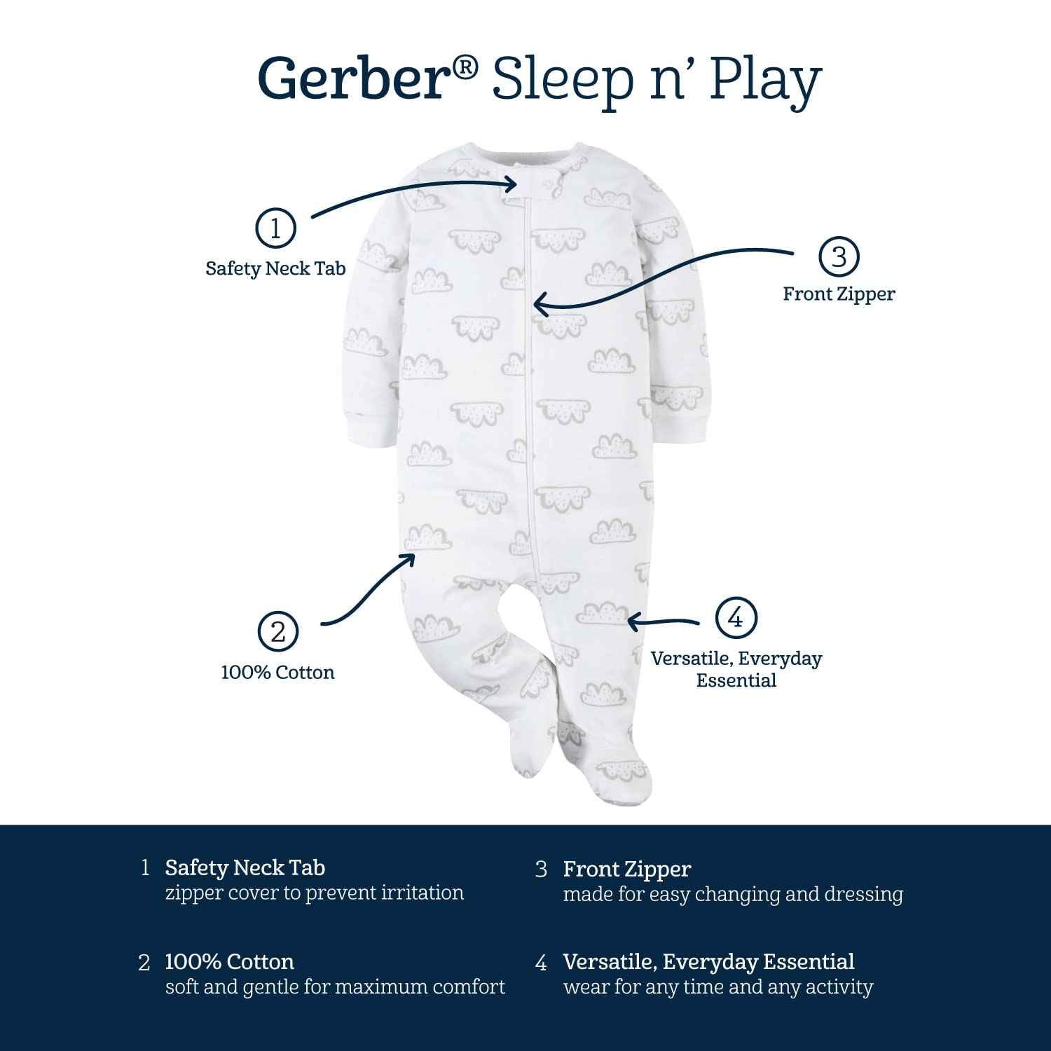 Gerber Baby Boys Sleep 'N Play Socks Baby and Toddler Sleepers Pack of 4