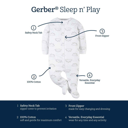 Gerber Baby Boys Sleep 'N Play Socks Baby and Toddler Sleepers Pack of 4