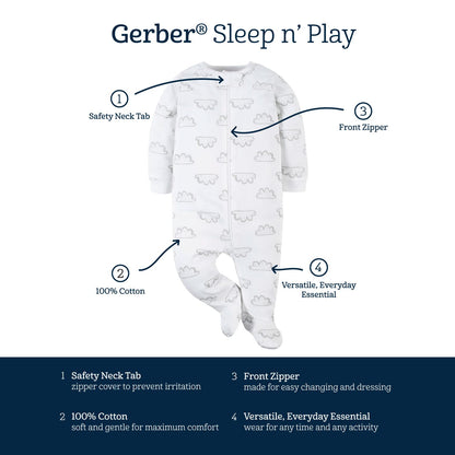 Gerber Baby Jungen Sleep ‚N Play Socken Baby und Kleinkind Schläfer 4er Pack