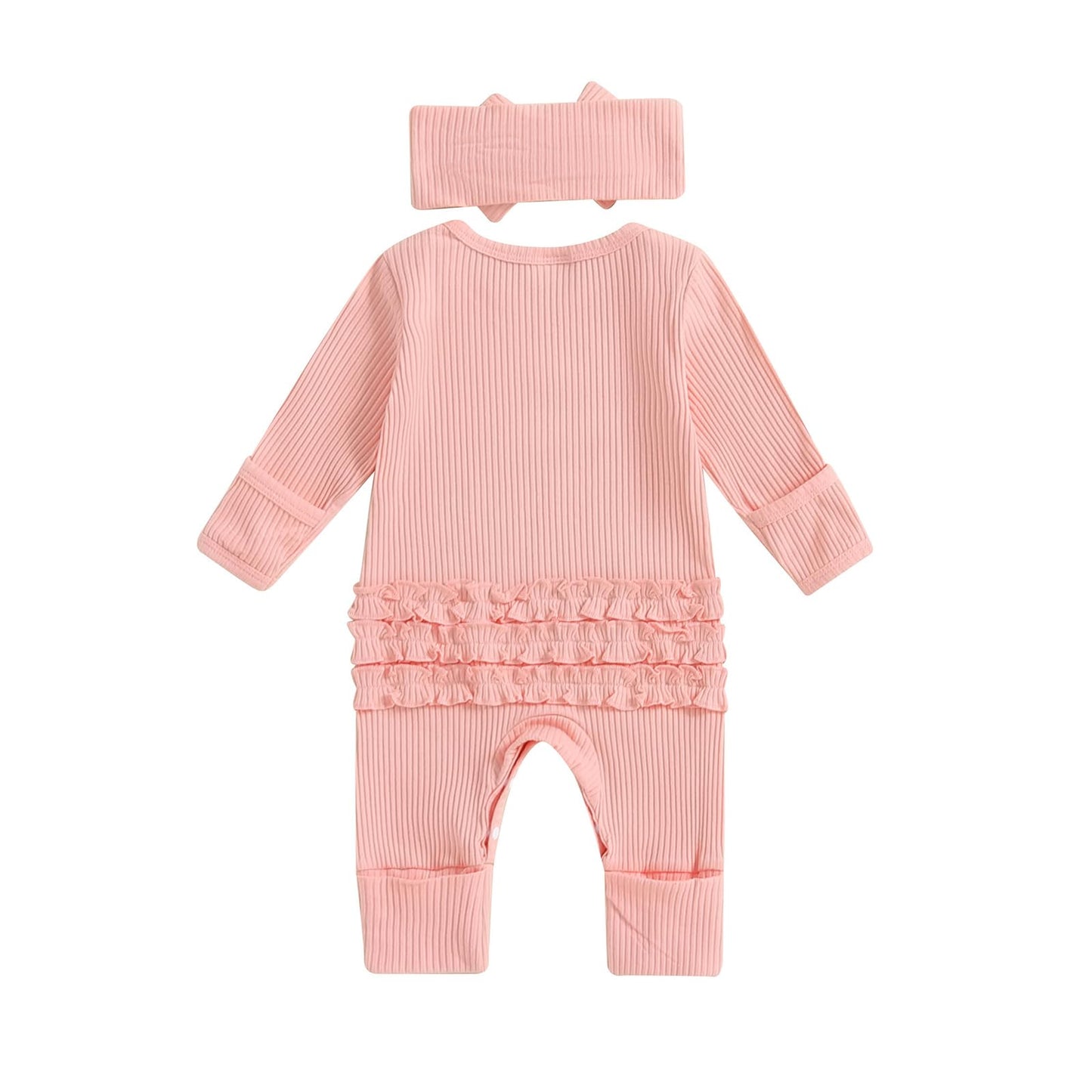 Geagodelia Baby Girl Romper + Headband Newborn Clothing Outfit Jumpsuit Baby Clothes Soft Baby Romper 