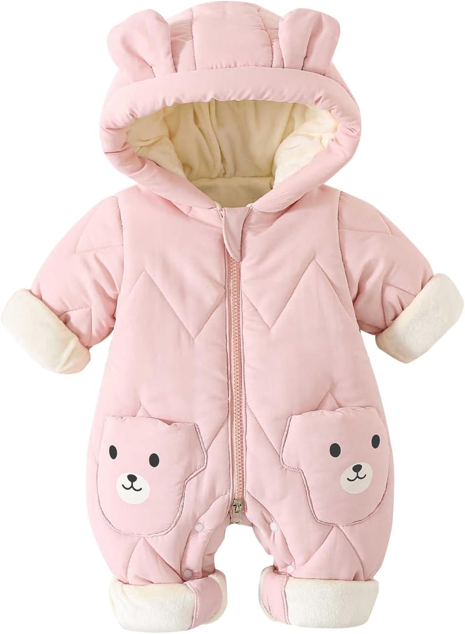 JiAmy Baby Snowsuit, Baby Boys Girls Winter Jumpsuit Romper Newborn Snow Overall 0-12 Months