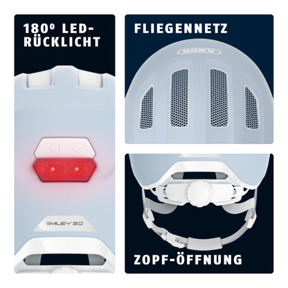 ABUS Kinderhelm Smiley 3.0 ACE LED - Fahrradhelm mit Licht