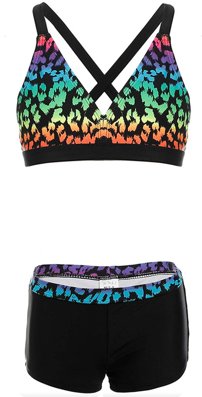 DUSISHIDAN Bikini Kinder Mädchen Zweiteiliger Bademode Süß Badeanzug Zurück überqueren Sommer Swimsuit 110-176