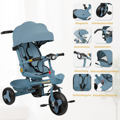 Buggy für Babys, ultraleicht, kompakt, faltbar und neigbar, von Geburt bis 25 kg, mit Trolley-System, Regenschutz inklusive, ausziehbarer Haube, C-schwarz