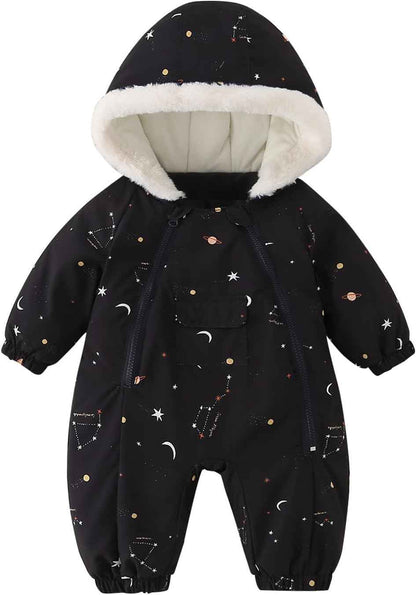 JiAmy Baby Winter Jumpsuit, Baby Boys Girls Winter Romper Newborn Warm Jumpsuit Toddler Windproof and Thick Jumpsuit for 0-24 Months