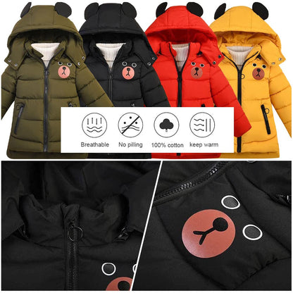 Sxshun Boy's Winter Jacket with Removable Hood Thickened Outdoor Jacket Winter Coat Down Jacket
