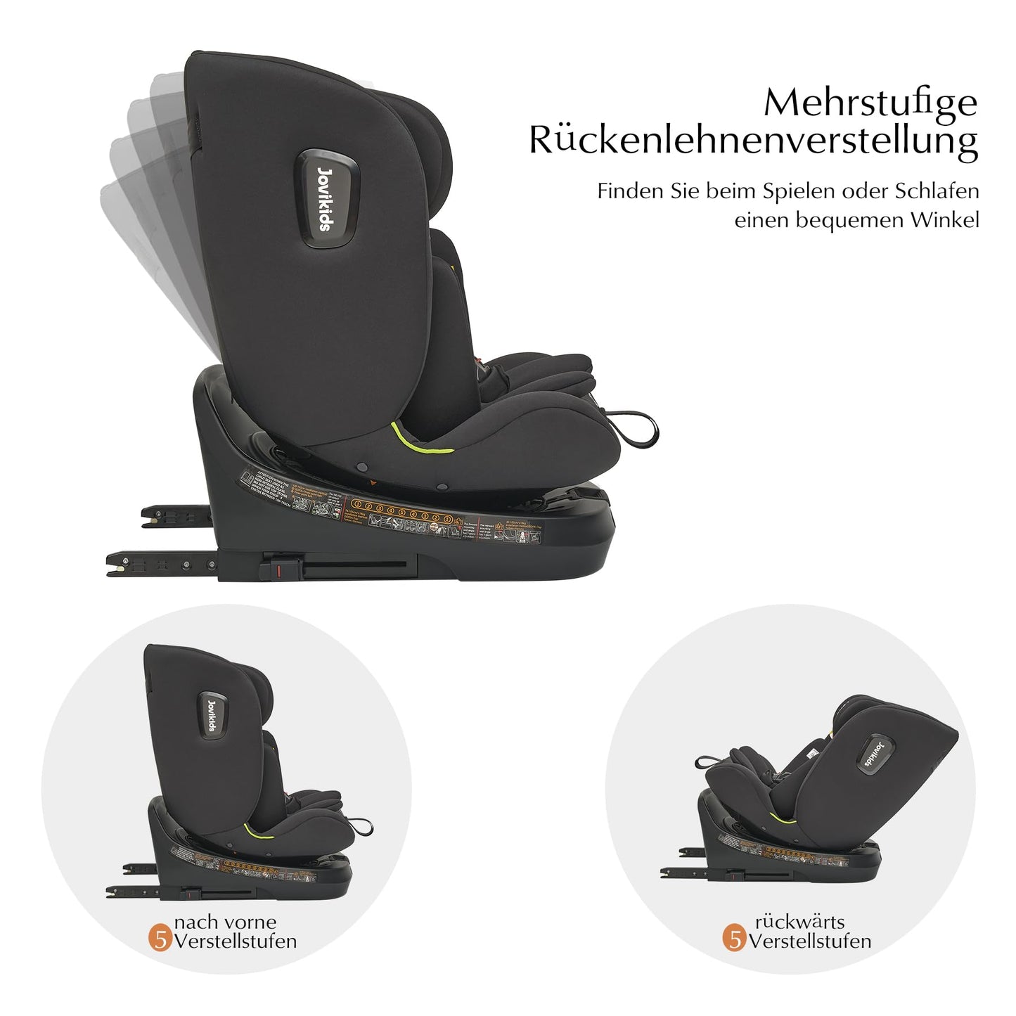 Jovikids 360° Drehbar Kindersitz mit ISOFIX und Ruheposition, i-Size(ECE R129) 40-150cm(0-36kg) Reboarder Baby Autositz, ab Geburt -12 Jahre (blau) - Meloni2