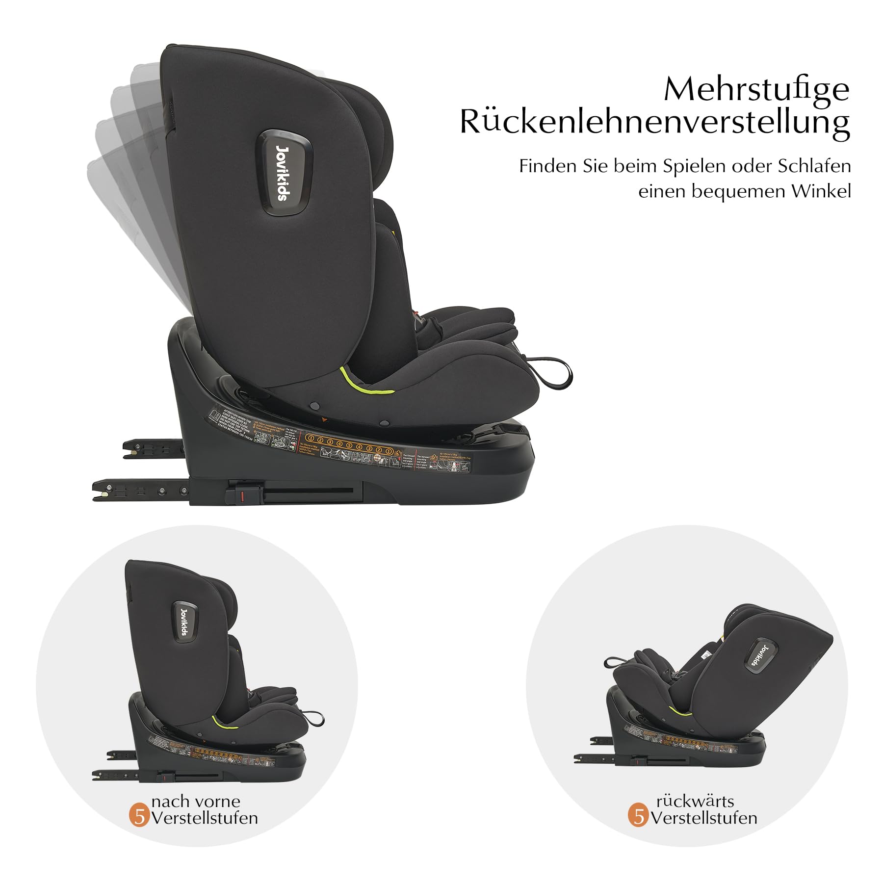 Jovikids 360° Drehbar Kindersitz mit ISOFIX und Ruheposition, i-Size(ECE R129) 40-150cm(0-36kg) Reboarder Baby Autositz, ab Geburt -12 Jahre (blau) - Meloni2