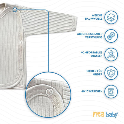 MEA BABY Unisex Baby Wrap Shirt Wrap Jacket Long Sleeve 100% Cotton Pack of 5 Wrap Shirt for Girls Wrap Shirt for Boys