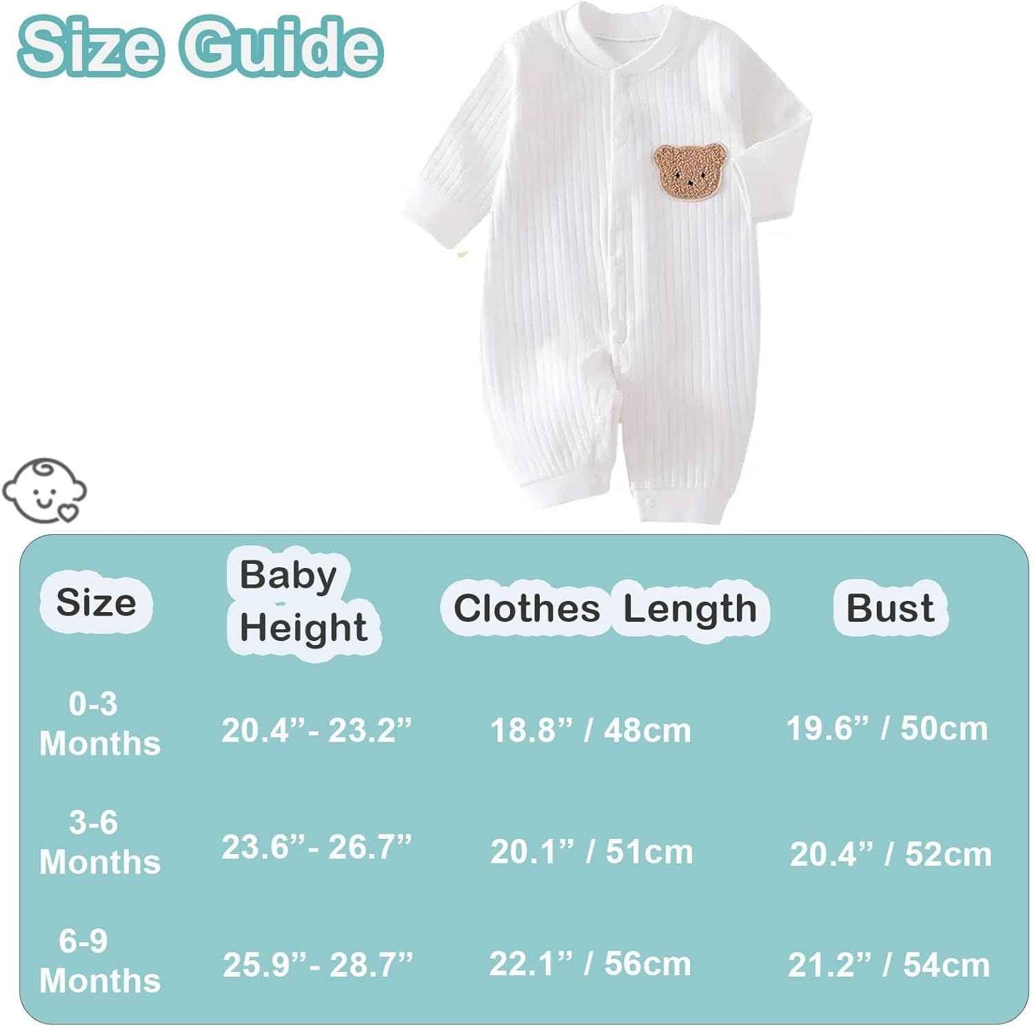 KeCool Unisex Baby Clothing Newborn 100% Cotton Soft Long Sleeve Romper Baby Bodysuits Newborn Clothes for Boys and Girls, Comfortable Baby Romper Newborn Clothing Boys Girls