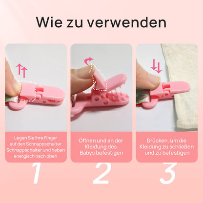 Suofuolef 4 Pack Schnullerkette Baby Mädchen, Baby Schnullerband Set mit Adaptern, Schnuller Clips für Neugeborenen Geburt & Taufe Geschenk, Rose