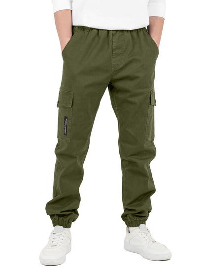 CAMLAKEE Kinder Jungen Cargohose Jogger Hose mit elastischem Bund