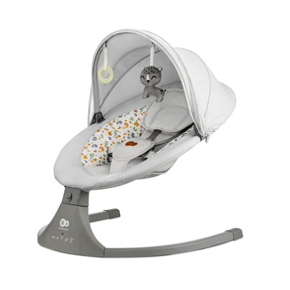 Kinderkraft LUMI 2 Babywippe, Elektrische Babyschaukel, Von der Geburt bis 9 Monate, Höhenverstellbar, 5 Schaukelmodi, 12 Melodien, Bogen mit Spielzeug, Dunkelgrau
