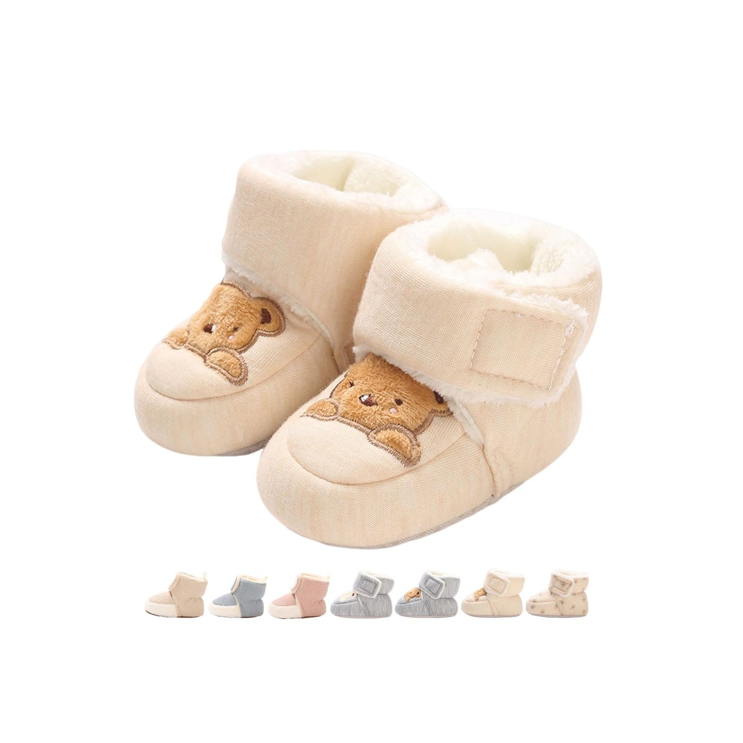 Baby Winter Shoes Warm Baby Shoes Winter Non-Slip Adjustable Newborn Snow Shoes First Walking Shoes Lined Thermal Fleece Crawling Shoes Slippers Winter Boots 0-18 Months