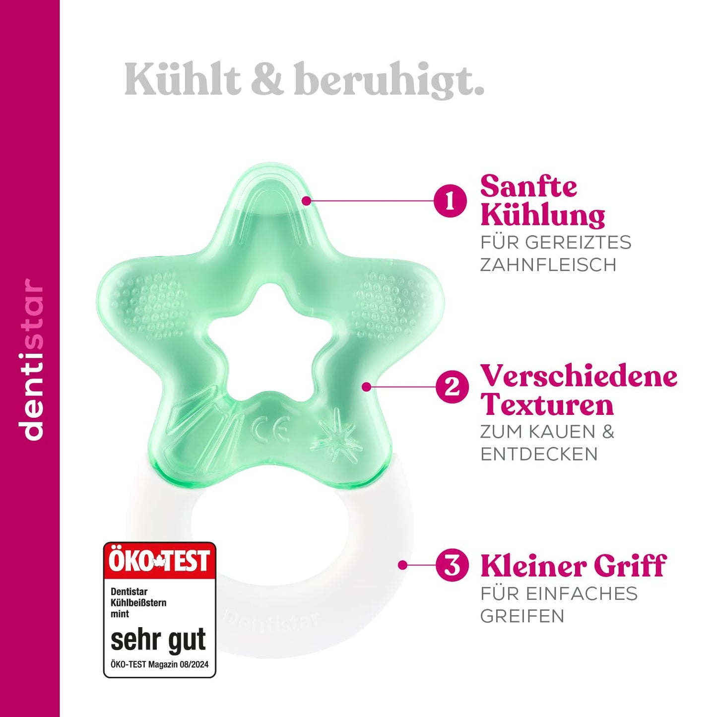 Dentistar Kühlbeißring 2er-Set – Beißring Baby ab 3 Monate – Kühlende Zahnungshilfe und Beißspielzeug für Babys und Kleinkinder - BPA frei - Türkis