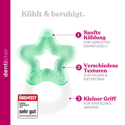 Dentistar Kühlbeißring 2er-Set – Beißring Baby ab 3 Monate – Kühlende Zahnungshilfe und Beißspielzeug für Babys und Kleinkinder - BPA frei - Türkis