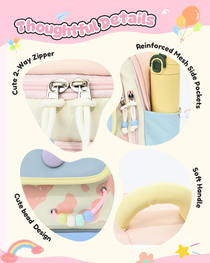 PROTAURI Kindergartenrucksack Mädchen 2-5 Jahre 8L 3D Eis, Dunkelrosa | mit Brustgurt wasserabweisend leicht atmungsaktiv ergonomisch Macaron-Farben