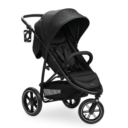 hauck Buggy Rapid 3R für Kinder bis 22 kg, Gummi Reifen, Klein Zusammenklappbar, UV-Schutz 50+, mit Schlaffunktion ab Geburt, Höhenverstellbarer Schieber, Großer Korb bis 3 kg (Black)