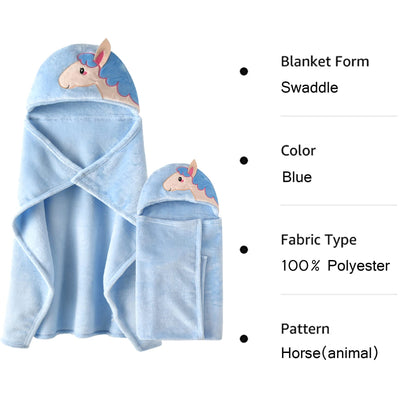 Doladola Baby Decke Babys Tier Design，Flanell Kinder Decke Kapuzenhandtuch für Mädchen und Jungen，Baby Kapuze Badeponcho Kinder Warm（gelbe Ente）