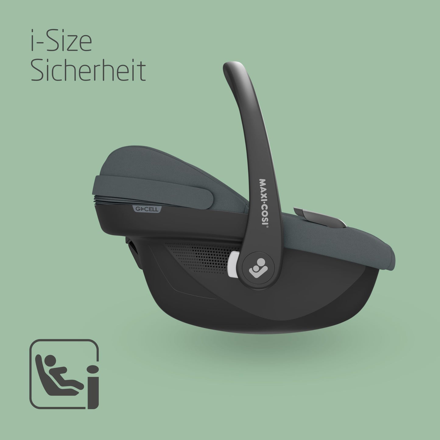 Maxi-Cosi Pebble i-Size, Babyschale, 0–15 Monate, 0–13 kg, 40–83 cm, leichter i-Size Kindersitz, Click&Go-Installation, G-CELL Seitenaufprallschutz, Sitzverkleinerer, Tonal Black - Meloni2
