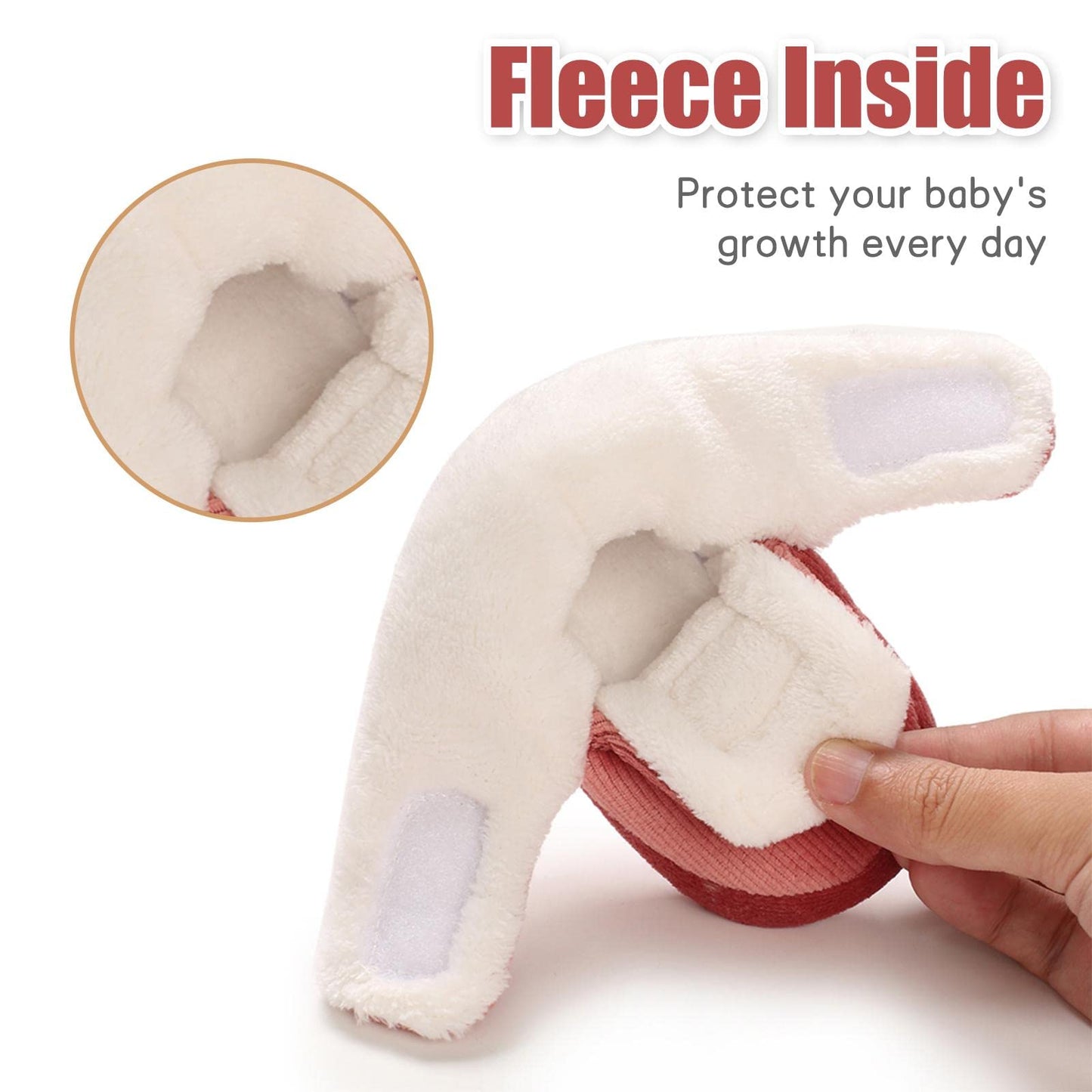 Baby Newborn Fleece Bootie, Winter Warm Non-Slip Soft Sole Winter Shoes, Sock Shoes, Cute Adjustable Crawling Shoes, Prewalker Boots for Girls and Boys, Toddler Size 0-18 Months