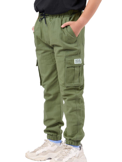 NATUST Jungen Cargohose Kinder Freizeithose mit Elastischem Bund