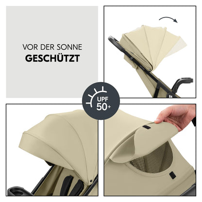 hauck 3in1 Kinderwagen Set Shop N Care Trio Set inkl. Buggy, Babywanne, Babyschale ab Geburt bis 22 kg, Klein Zusammenklappbar, Liegefunktion, Getränkehalter & Tablett, UV-Schutz 50+ (Grey)