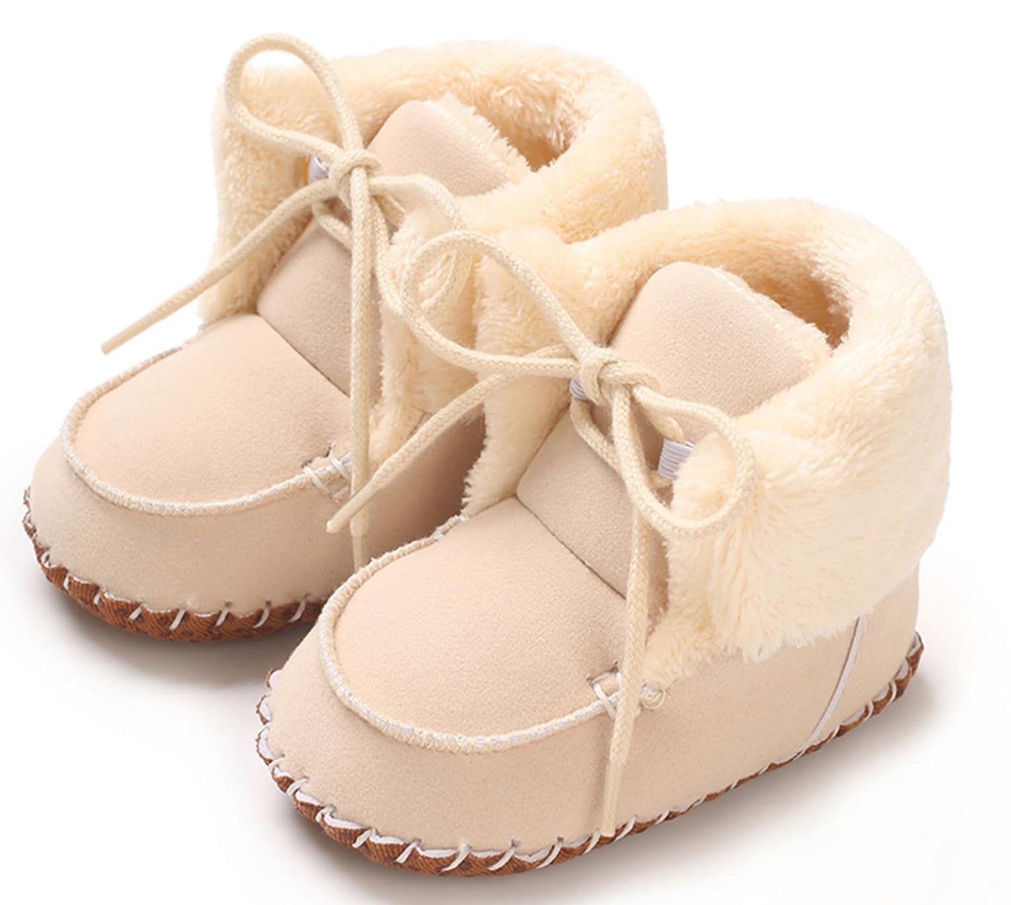 Adigau Baby Boys Girls Winter Boots Soft Sole Warm Boots Lace Flat Prewalker Snow Boots 0-18 Months