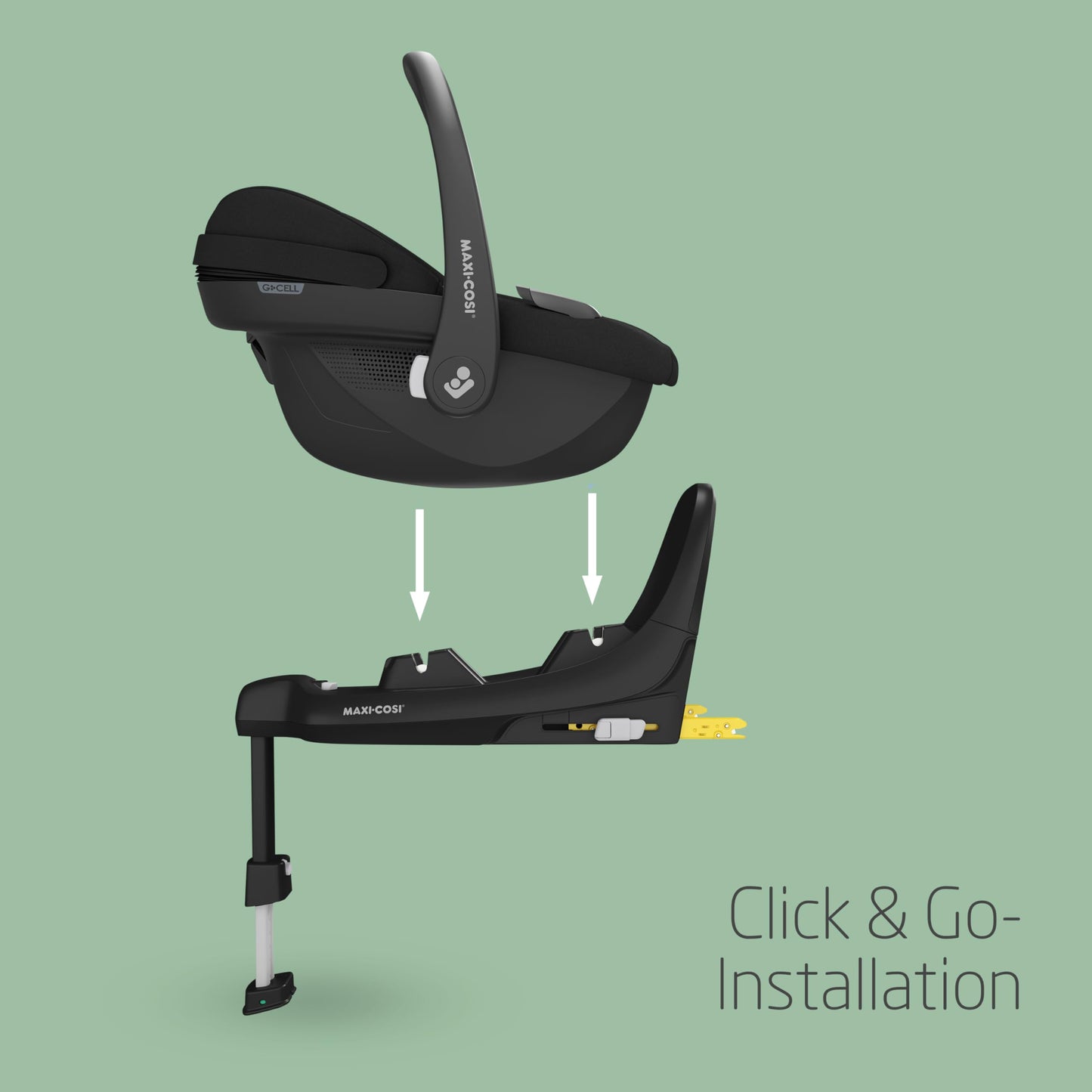 Maxi-Cosi Pebble i-Size, Babyschale, 0–15 Monate, 0–13 kg, 40–83 cm, leichter i-Size Kindersitz, Click&Go-Installation, G-CELL Seitenaufprallschutz, Sitzverkleinerer, Tonal Black