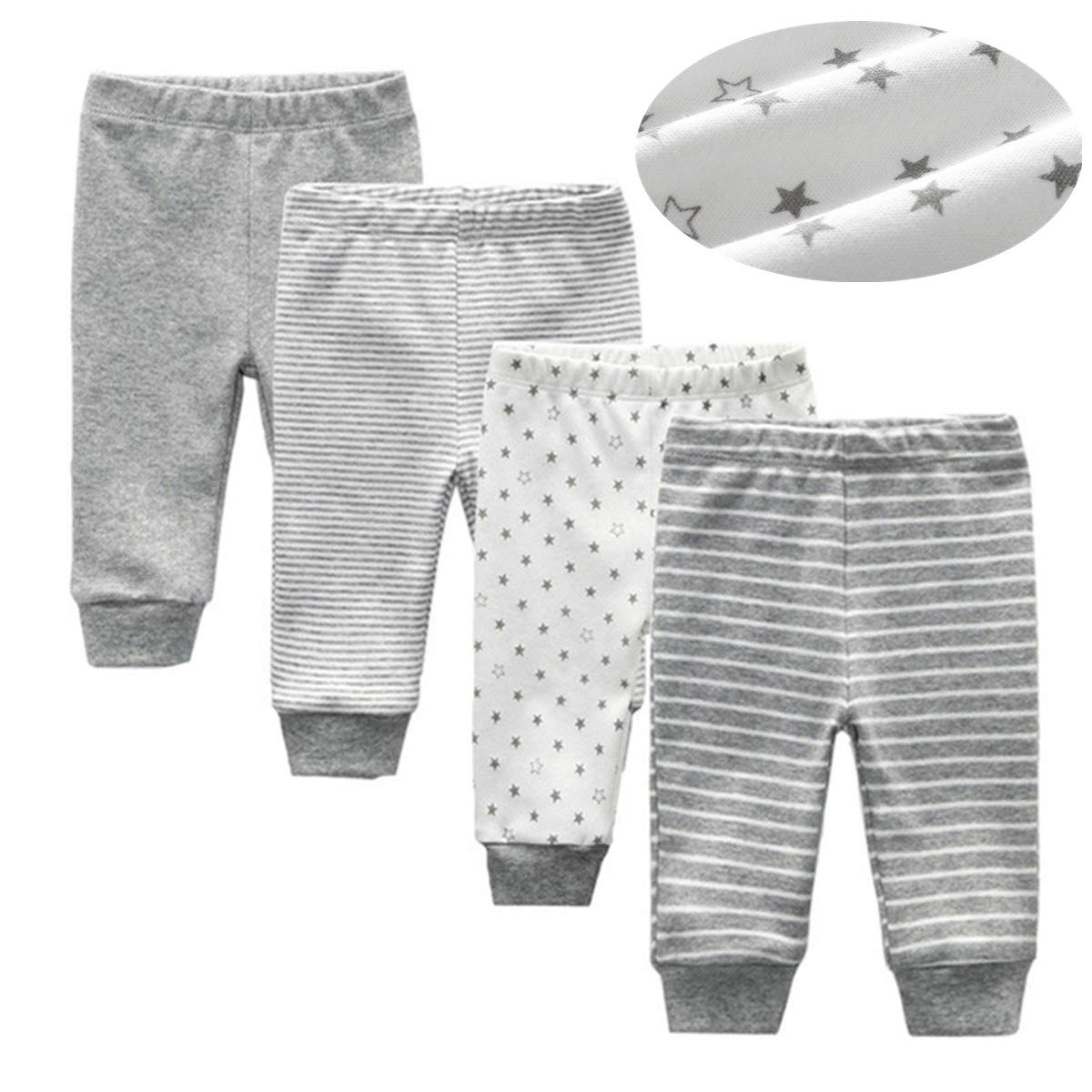 Kiddiezoom Unisex Babyhose für Mädchen Jungen Baby Jogginghose, 4er-Pack