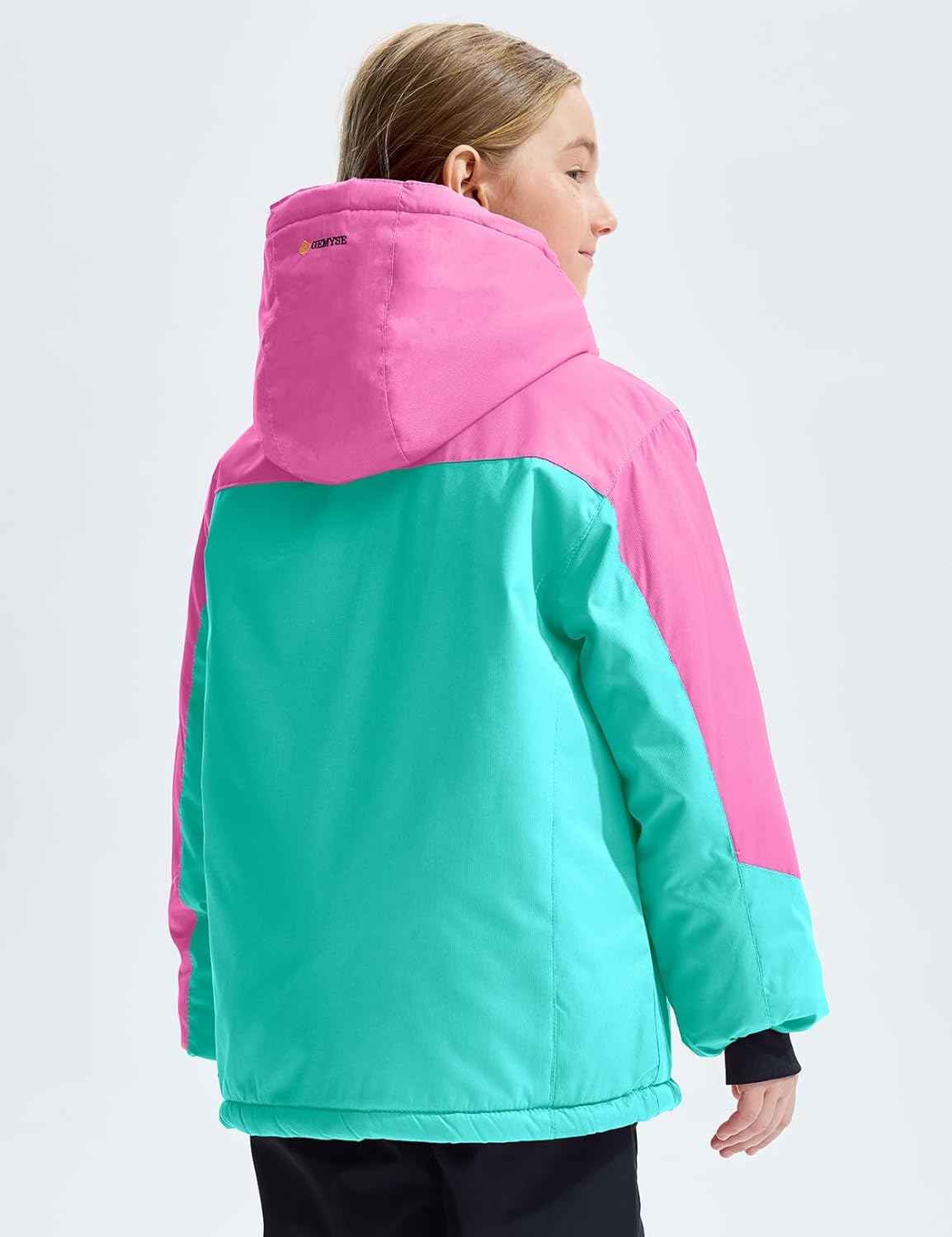 Gemyse Boys' Waterproof Ski Jacket, Windproof Fleece Jacket, Outdoor Winter Jacket, Rain Jacket with Hood