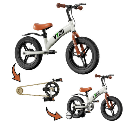 VTZII Laufrad 2 in 1 Kinderfahrrad für Kinder ab 2 3 4 5 6 7 Jahre,mit Bremse Stützräder Pedalen,12 14 16 Zoll Kinderlaufrad - Meloni2