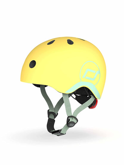 Scoot and Ride Babyhelm mit verstellbaren Trägern, Mattes Finish, Größen XXS, inklusive LED-Sicherheitslicht und weicher Fleece-Polsterung für zusätzlichen Schutz