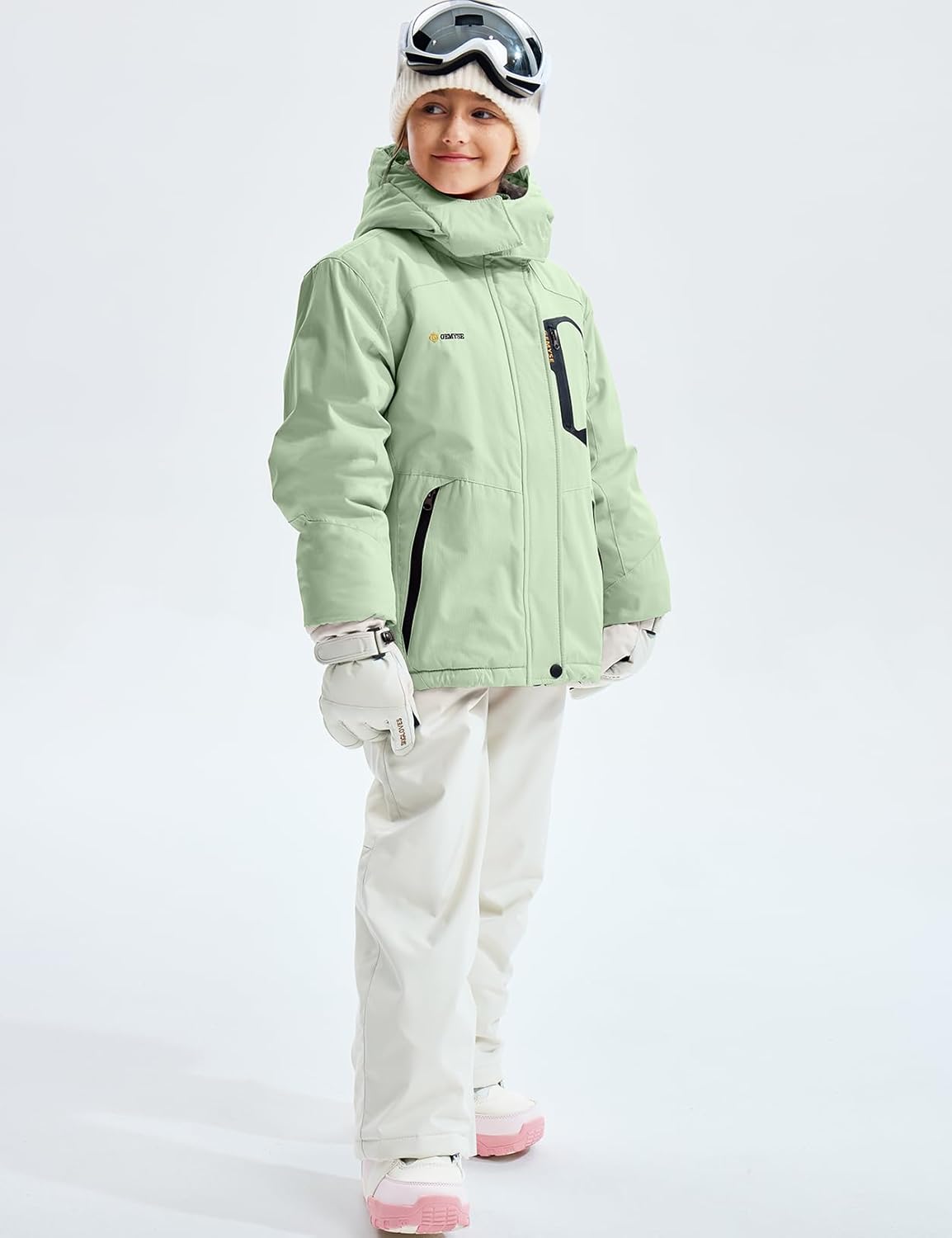 Gemyse Boys' Waterproof Ski Jacket, Windproof Fleece Jacket, Outdoor Winter Jacket, Rain Jacket with Hood