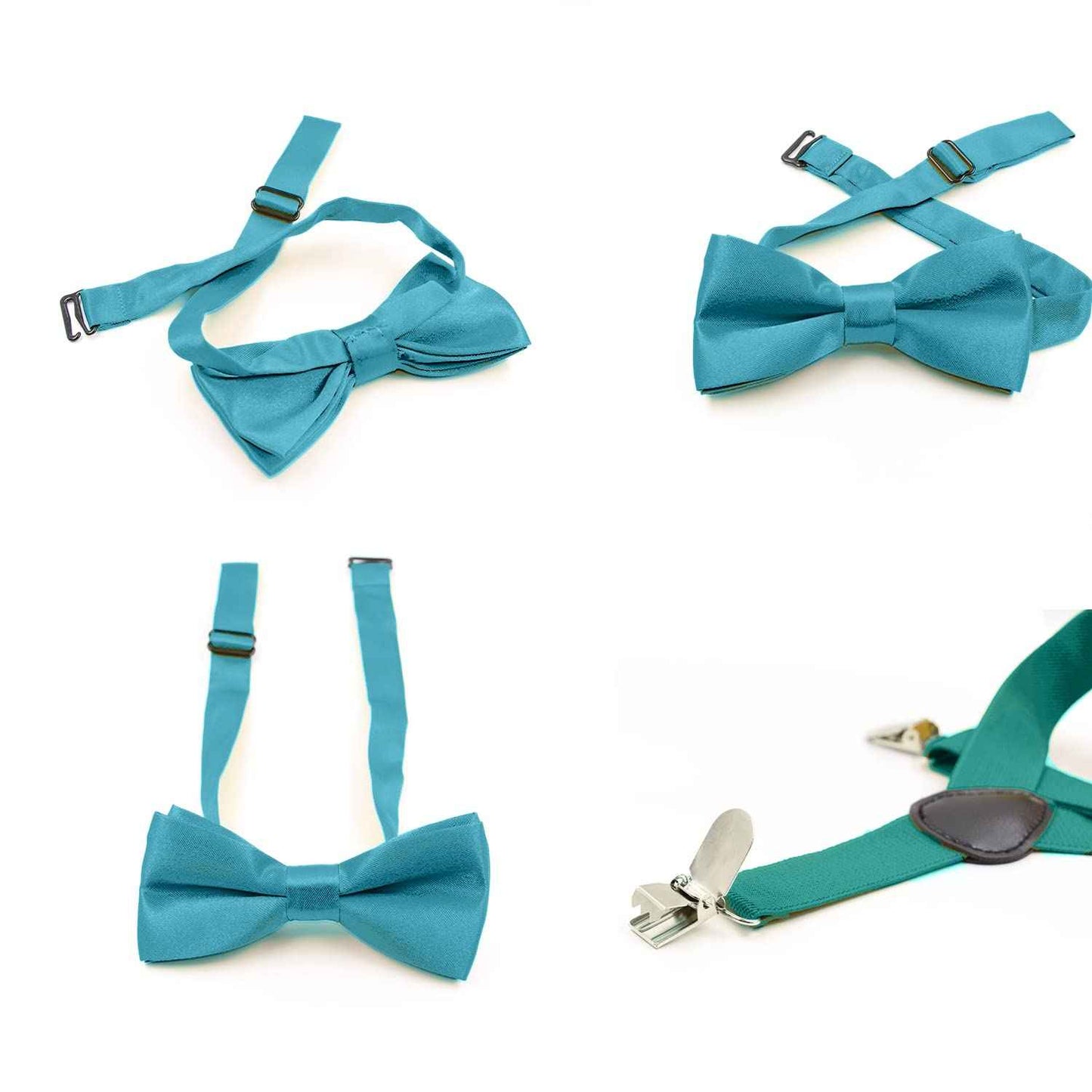 HANERDUN Unisex Boys Girls Bow Tie Braces with Three Clothes Clips on Waistband