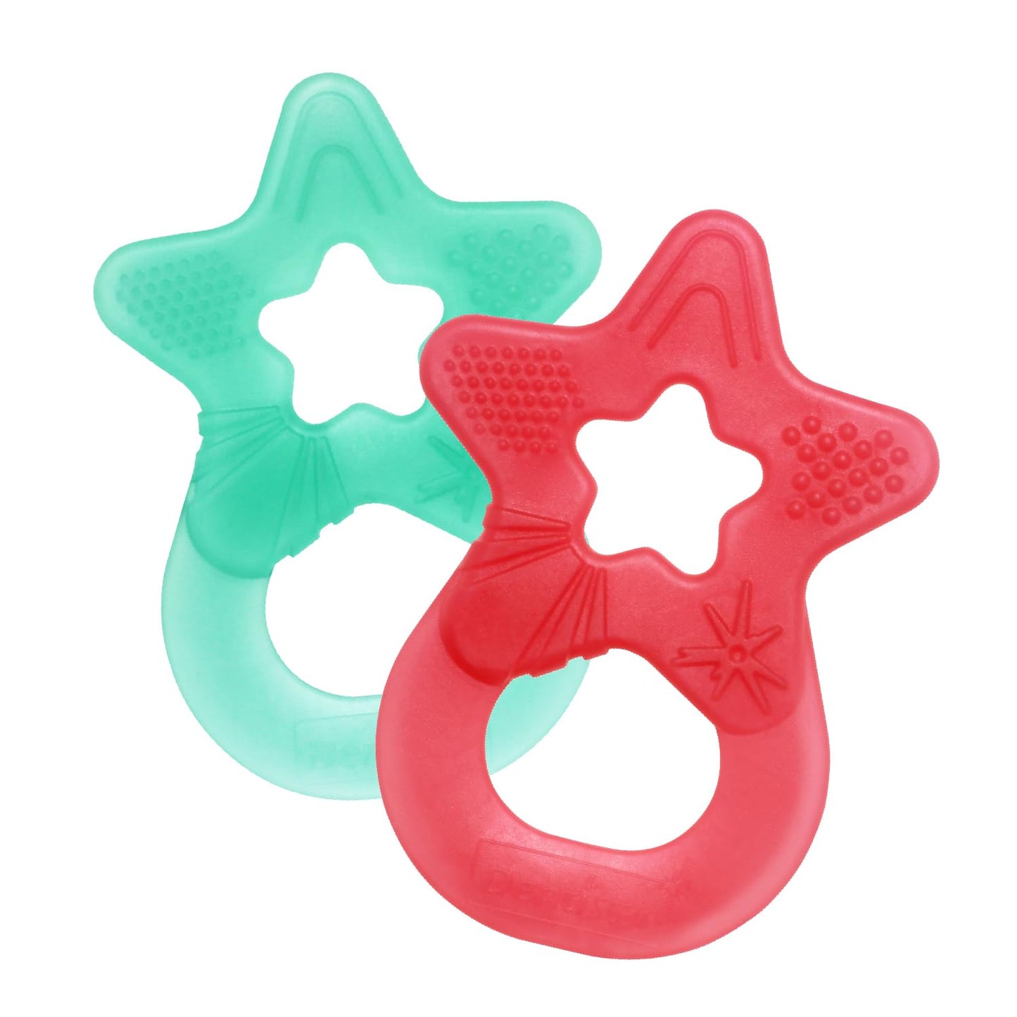 Dentistar Beißring 2er-Set – Teether für Babys & Kleinkinder ab 3 Monate – Baby Beißring mit Griff aus weichem Material zur Zahnungshilfe & Massage – Made in Germany – Pink & Lila