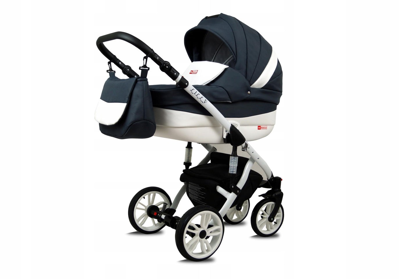 BabyLux® Bambimo Kinderwagen Set 3 in 1 - Lilly - incl. Babywanne, Buggy Sportsitz, Auto-Babyschale - Autositz - Kinderwagenset - Kombikinderwagen mit Wickeltasche, Regenschutz usw.