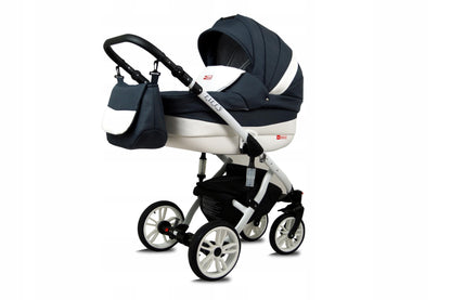 BabyLux® Bambimo Kinderwagen Set 3 in 1 - Lilly - incl. Babywanne, Buggy Sportsitz, Auto-Babyschale - Autositz - Kinderwagenset - Kombikinderwagen mit Wickeltasche, Regenschutz usw.