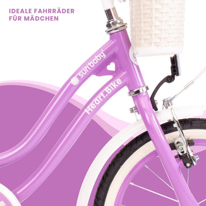 sun baby Mädchenfahrrad 12, 14 und 16 Zoll Radgröße Heart Bike zur Auswahl, mit Abnehmbarer Schubstange, Kinderfahrrad für Mädchen von 2 bis 6 Jahre
