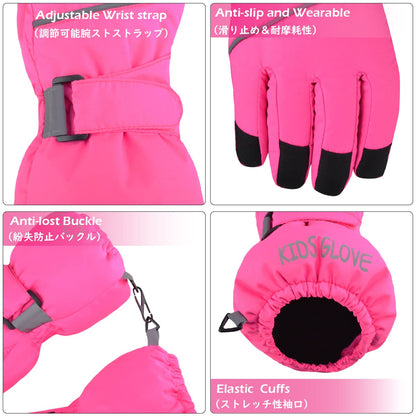 TRIWONDER Children's Ski Gloves, Thermal Fleece Gloves, Warm Winter Gloves for Boys and Girls